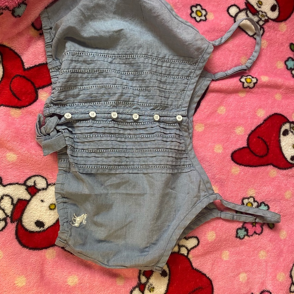 Blue Sleeveless Top with Button Detail